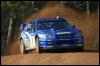 Tommi Mäkinen autol Subaru Impreza WRC 2003 ralli kuuendal kiiruskatsel. (05.09.2003) Reuters / Scanpix