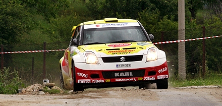 Karl Kruuda ja Martin Järveoja Bulgaaria ralli testikatsel. Foto: BFAS