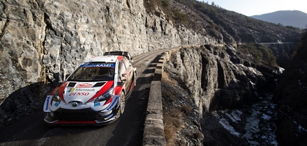 Monte Carlo ralli liidrid Elfyn Evans ja Scott Martin. Foto: Toyota Gazoo Racing