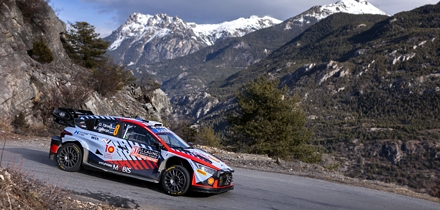 Ott Tänak ja Martin Järveoja Monte Carlo rallil. Foto: Hyundai Motorsport