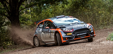 Aleksei Lukjanuk ja Aleksei Arnautov kvalifikatsioonikatsel. Foto: Rally Liepāja / MVFoto