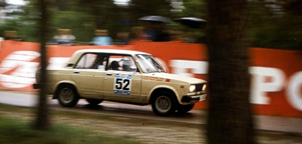 Raivo Sareal ja Johannes Sikk 1986. aasta Lada rallil. Foto: MOMU arhiiv