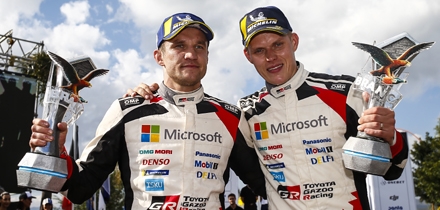 Ott Tänak ja Martin Järveoja saavutasid ühiselt kolmanda MM-etapi võidu. Foto: Toyota Gazoo Racing